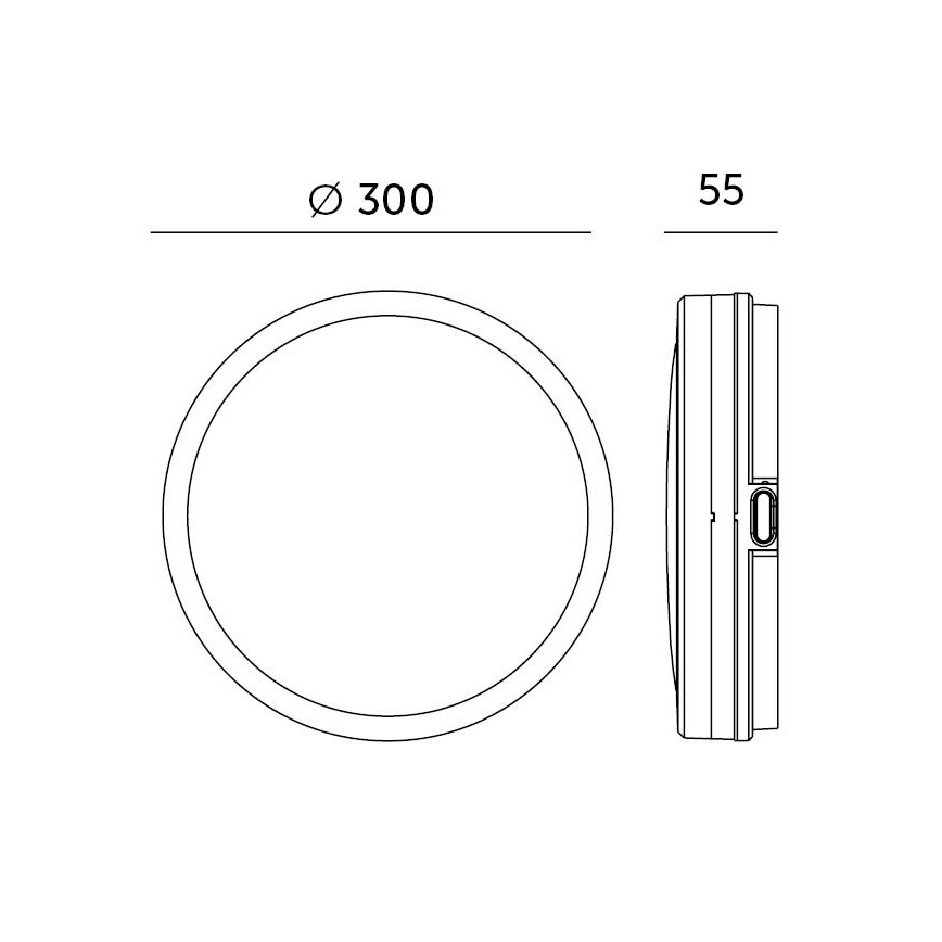 LED Badkamer plafondlamp met sensor LED/24W/230V 3000/4000/6500K IP65 diameter 30 cm zwart + afstandsbediening