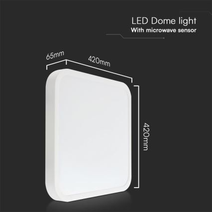 LED Badkamer plafondlamp met sensor SAMSUNG CHIP LED/36W/230V IP44 4000K 42x42 cm wit + afstandsbediening