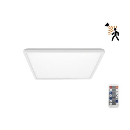 LED Badkamerlamp met bewegings- en schemersensor NIVERA LED/12W/230V IP54 3000/4000/6000K 22,5x22,5 cm wit + afstandsbediening
