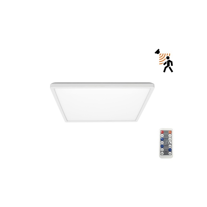 LED Badkamerlamp met bewegings- en schemersensor NIVERA LED/12W/230V IP54 3000/4000/6000K 22,5x22,5 cm wit + afstandsbediening