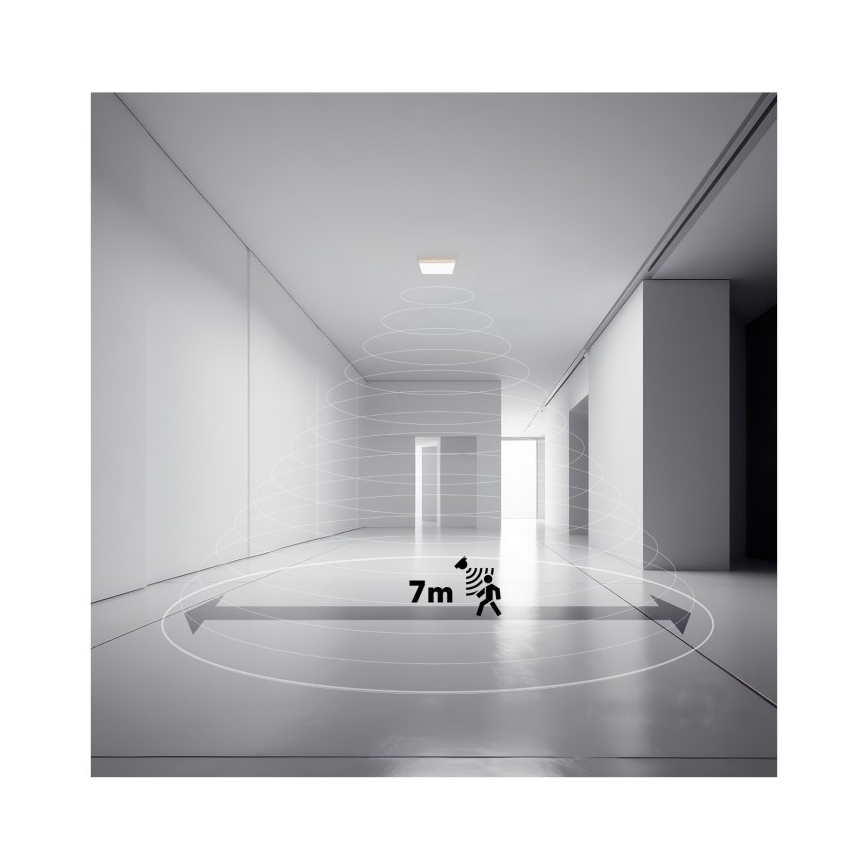 LED Badkamerlamp met bewegings- en schemersensor NIVERA LED/12W/230V IP54 3000/4000/6000K 22,5x22,5 cm wit + afstandsbediening