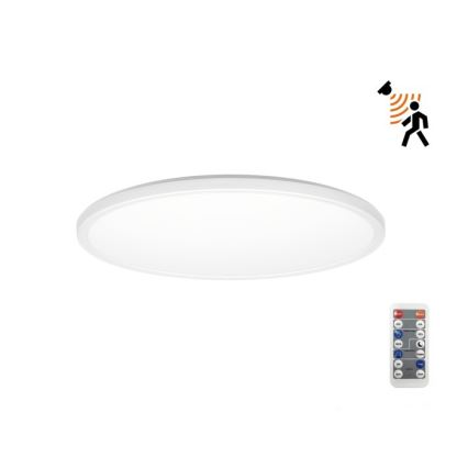 LED Badkamerlamp met bewegings- en schemersensor NIVERA LED/12W/230V IP54 3000/4000/6000K diameter 22,5 cm wit + afstandsbediening