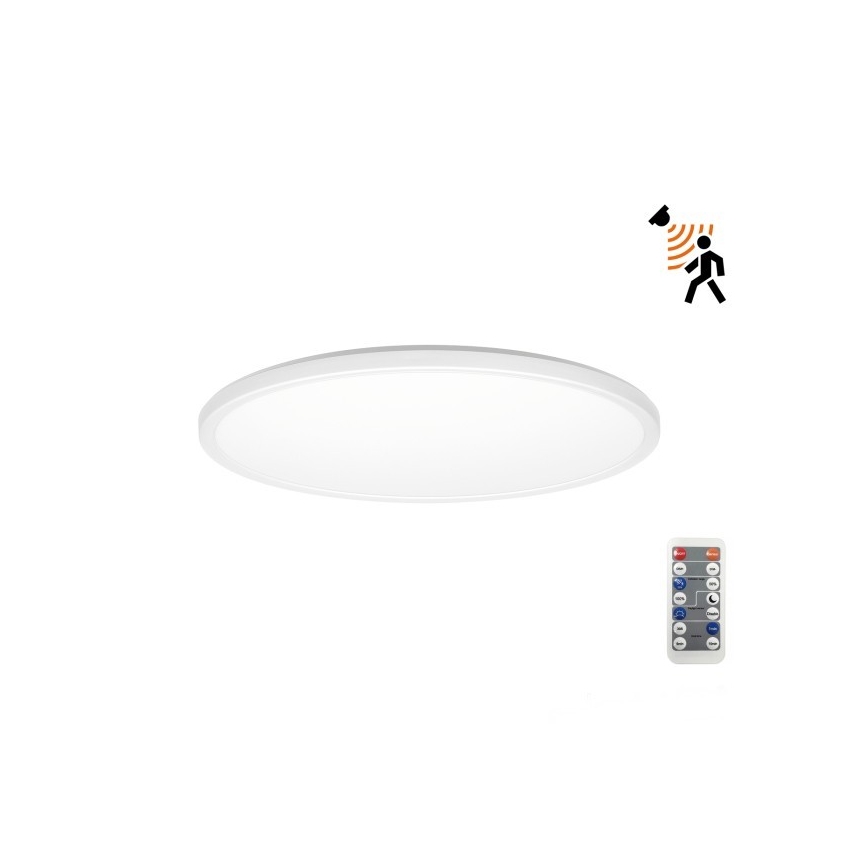 LED Badkamerlamp met bewegings- en schemersensor NIVERA LED/12W/230V IP54 3000/4000/6000K diameter 22,5 cm wit + afstandsbediening