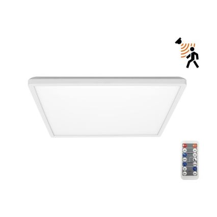 LED Badkamerlamp met bewegings- en schemersensor NIVERA LED/18W/230V IP54 3000/4000/6000K 30x30 cm wit + afstandsbediening