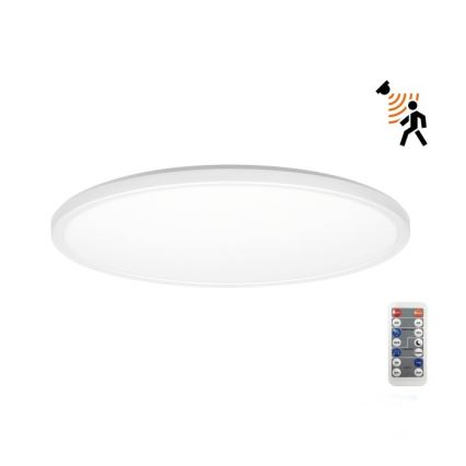 LED Badkamerlamp met bewegings- en schemersensor NIVERA LED/18W/230V IP54 3000/4000/6000K diameter 30 cm wit + afstandsbediening