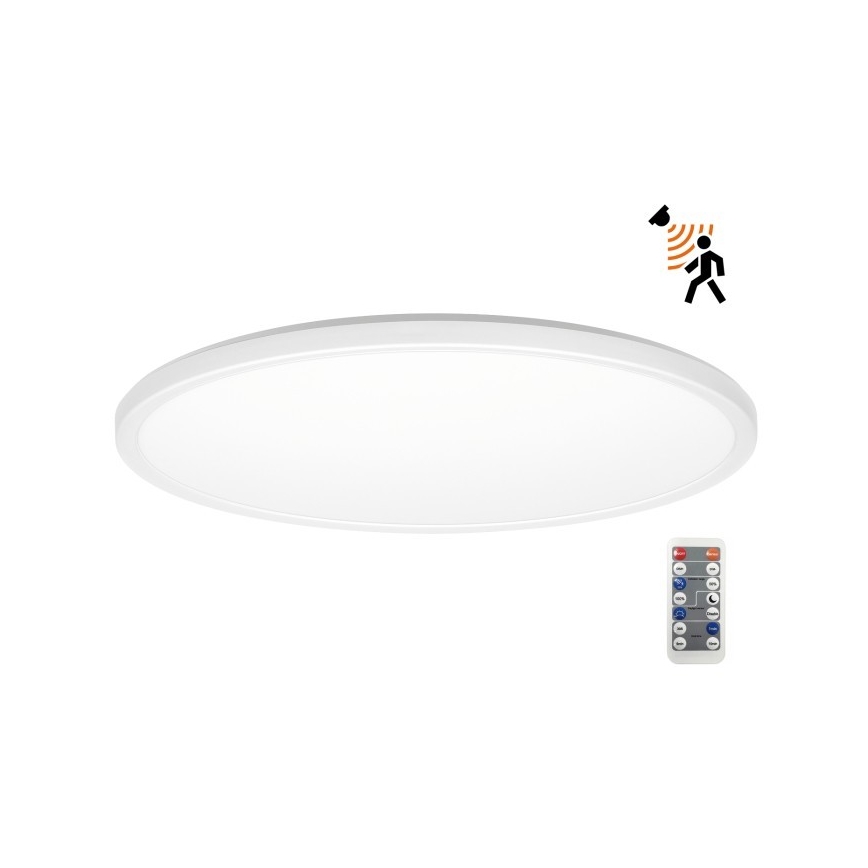 LED Badkamerlamp met bewegings- en schemersensor NIVERA LED/32W/230V IP54 3000/4000/6000K diameter 42 cm wit + afstandsbediening