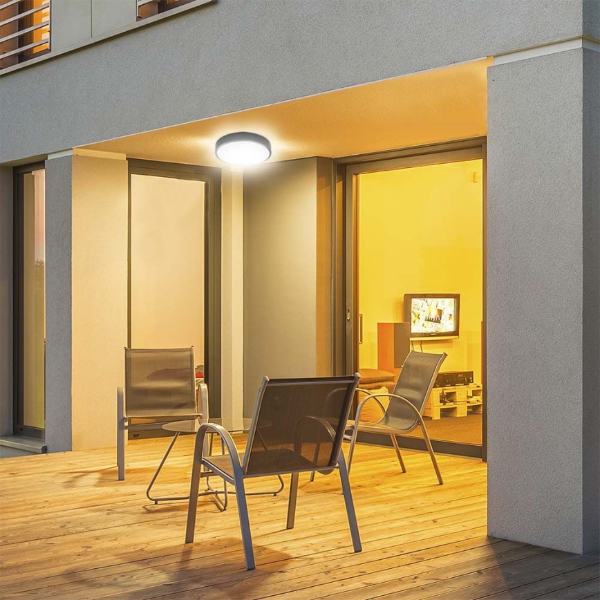 LED Badkamer plafondlamp met sensor LED/18W/230V 4000K IP44 Ø 22,5 cm zwart