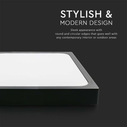 LED Badkamer plafondlamp met sensor LED/18W/230V 4000K IP44 22,5x22,5 cm zwart