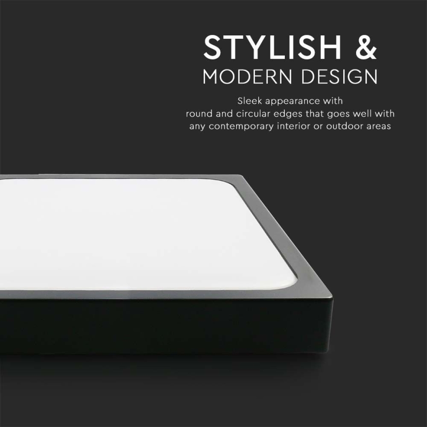 LED Badkamer plafondlamp met sensor LED/18W/230V 4000K IP44 22,5x22,5 cm zwart