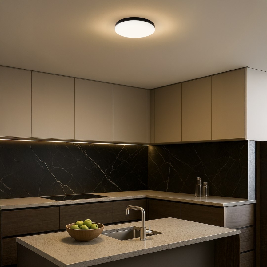 LED Badkamer plafondlamp met sensor MAYA LED/13W/230V Ø 33 cm IP44 zwart