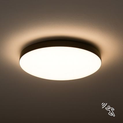 LED Badkamer plafondlamp met sensor MAYA LED/13W/230V Ø 33 cm IP44 zwart