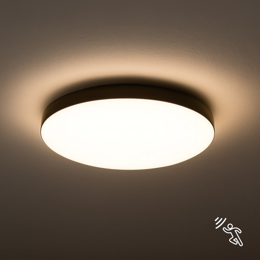 LED Badkamer plafondlamp met sensor MAYA LED/13W/230V Ø 33 cm IP44 zwart