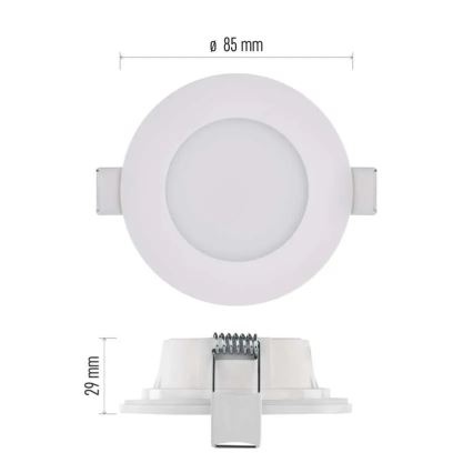 LED Badkamer inbouwspot LORI LED/4,5W/230V IP65 2700/4000K Ø 8,5 cm wit