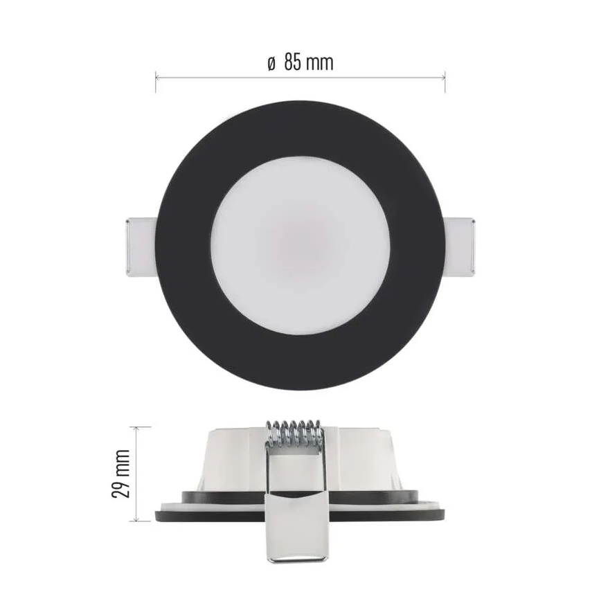 LED Badkamer inbouwspot LORI LED/4,5W/230V IP65 2700/4000K Ø 8,5 cm zwart