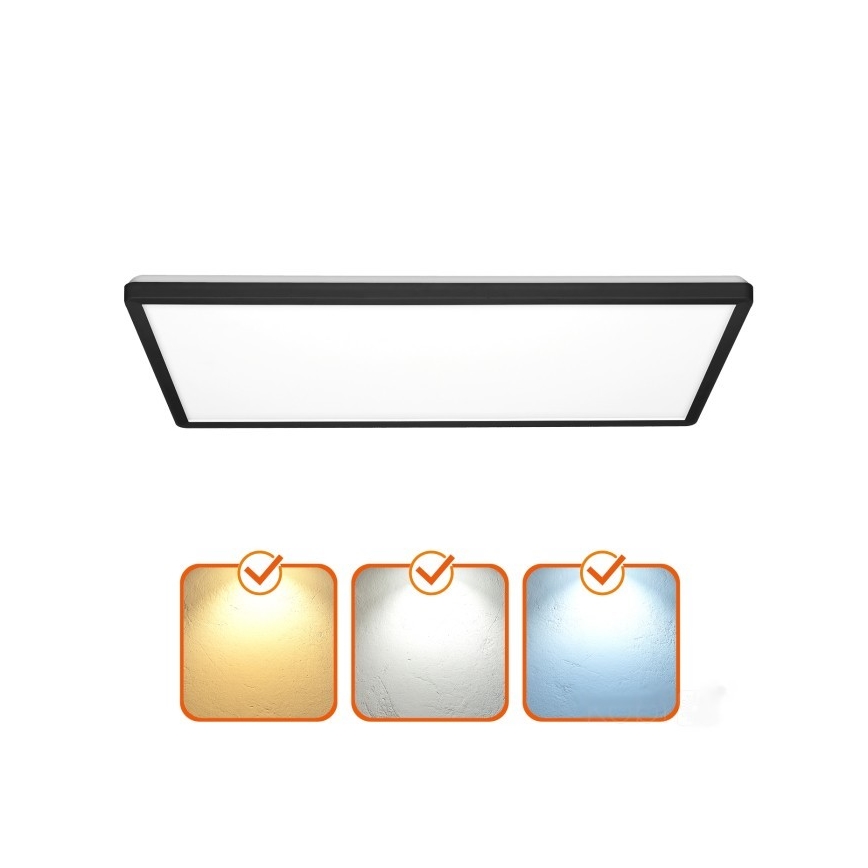 LED Bevestigd lichtpaneel NIVERA LED/32W/230V IP54 3000/4000/6000K 29,5x59,5 cm zwart