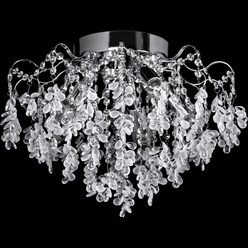 LED Bevestigde Hanglamp 4xE27/60W/230V + 4xLED/3W diameter 40 cm glanzend chroom