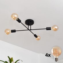 LED Bevestigde Hanglamp CAMBRIDGE 4xE27/8W/230V zwart