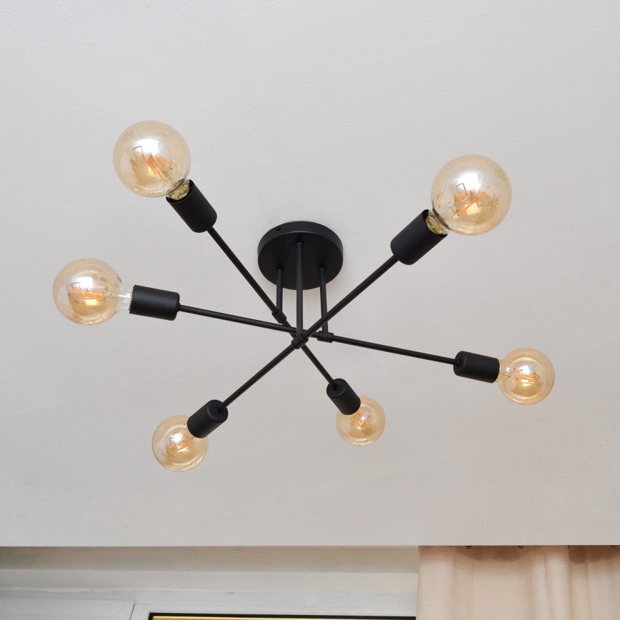 LED Bevestigde Hanglamp CAMBRIDGE 6xE27/8W/230V zwart