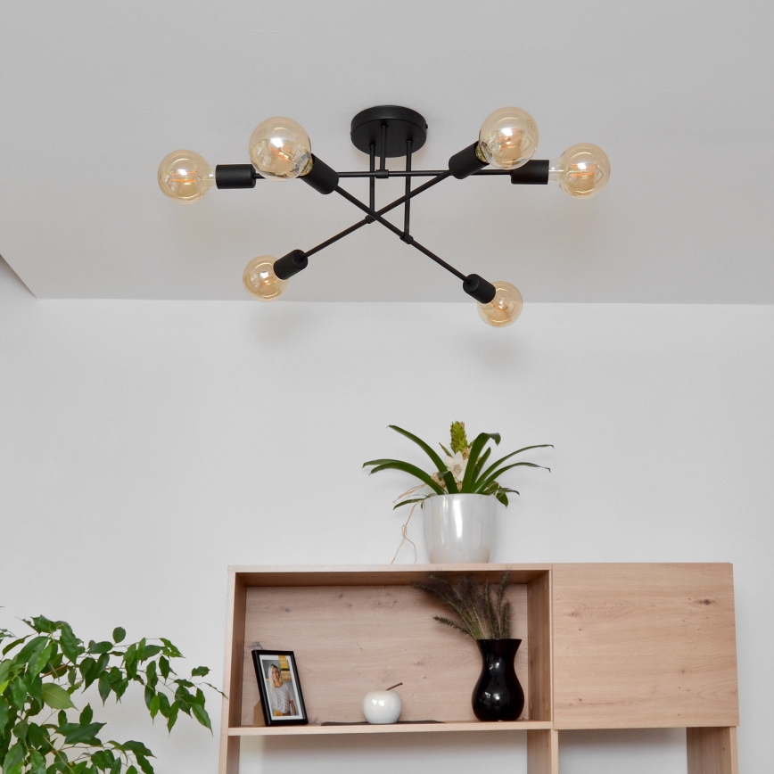 LED Bevestigde Hanglamp CAMBRIDGE 6xE27/8W/230V zwart