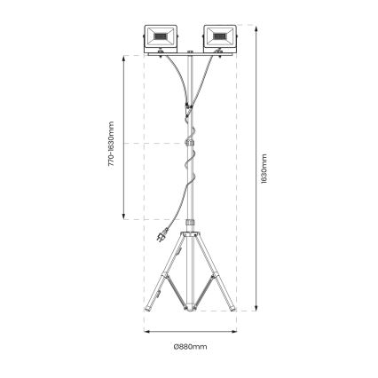LED Bouwlamp met een standaard 2xLED/30W/230V 4000K IP44
