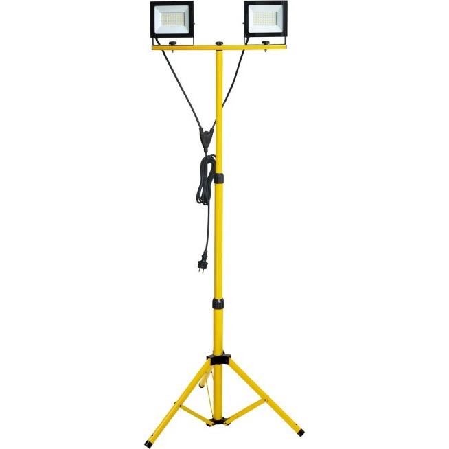 LED Bouwlamp met een standaard TIGRA 2xLED/50W/230V 4000K IP54 zwart/geel