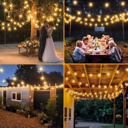 LED buiten decoratieve lichtslinger 25x E12/1W/230V 17,5 m IP65 zwart