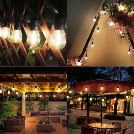 LED buiten decoratieve lichtsnoer 10xE27/1W/230V 10,94 m IP44 zwart