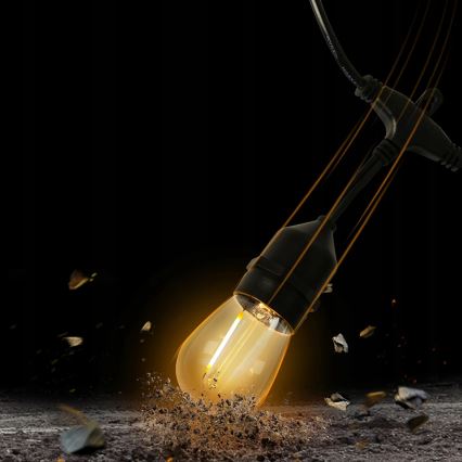 LED buiten decoratieve lichtsnoer 10xE27/1W/230V 10,94 m IP44 zwart