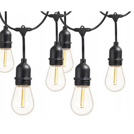LED buiten decoratieve lichtsnoer 10xE27/1W/230V 10,94 m IP44 zwart