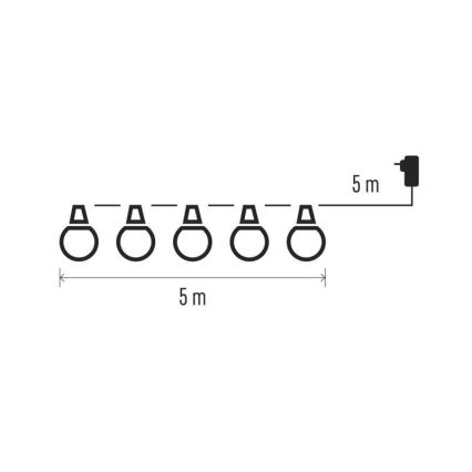 LED buiten decoratieve lichtsnoer 10xLED/10m IP44 helder