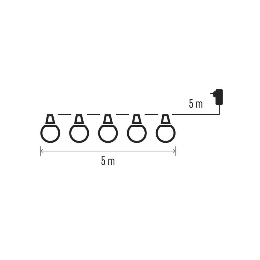 LED buiten decoratieve lichtsnoer 10xLED/10m IP44 helder