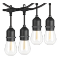 LED Buiten decoratieve lichtsnoer 15xE27/1W/230V 15 m IP65 zwart