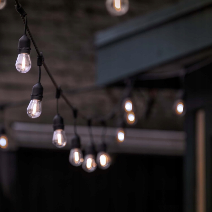 LED buiten decoratieve lichtsnoer 5xE27/1W/230V 5,94 m IP44 zwart