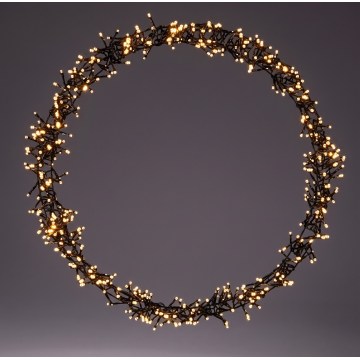 LED buiten kerstdecoratie 500xLED/230V 8 functies pr. 58 cm IP44 warm wit krans/zwart