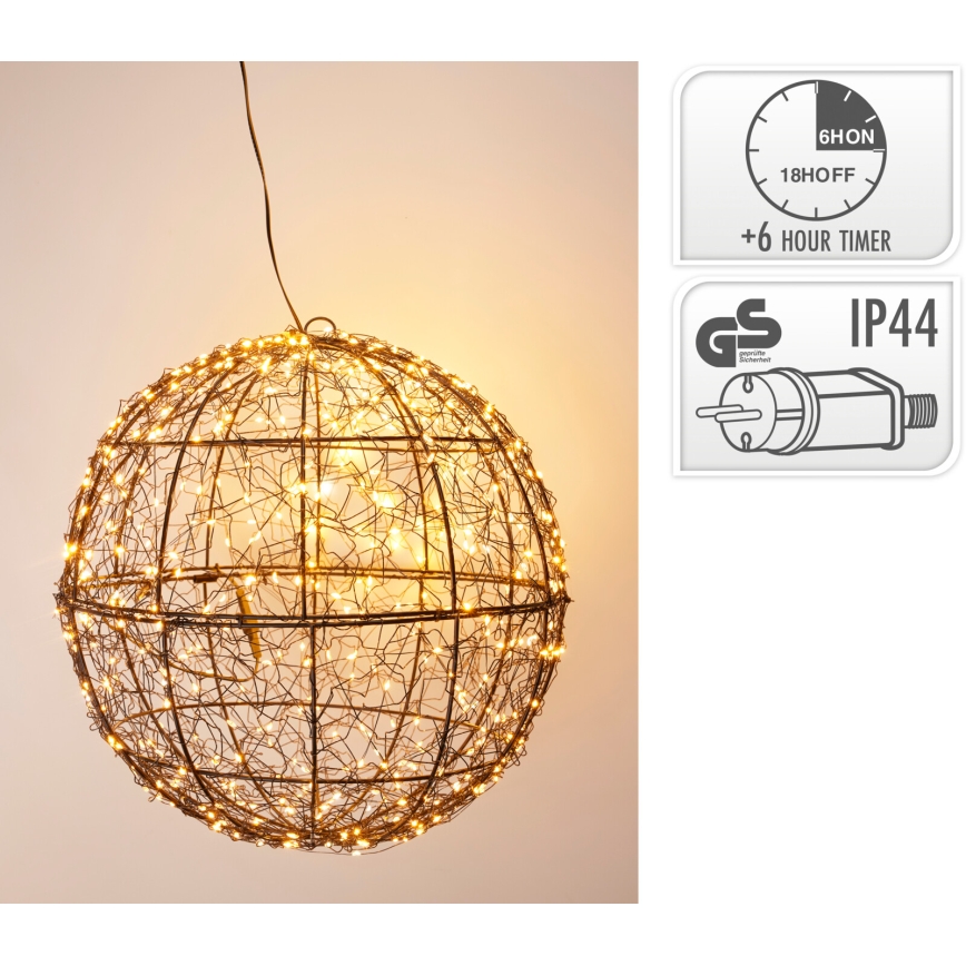 LED buiten kerstdecoratie 500xLED/230V Ø 35 cm IP44 warm wit bol/zwart