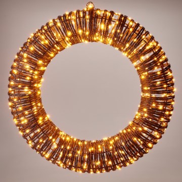 LED Buiten kerstdecoratie 500xLED/6W/230V Ø 50 cm IP44 warm wit krans/bruin