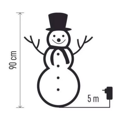 LED buiten kerstdecoratie 80xLED/2,25W/4,5/230V IP44 90 cm sneeuwpop