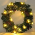 LED buiten kerstkrans 15xLED/3xAA IP44