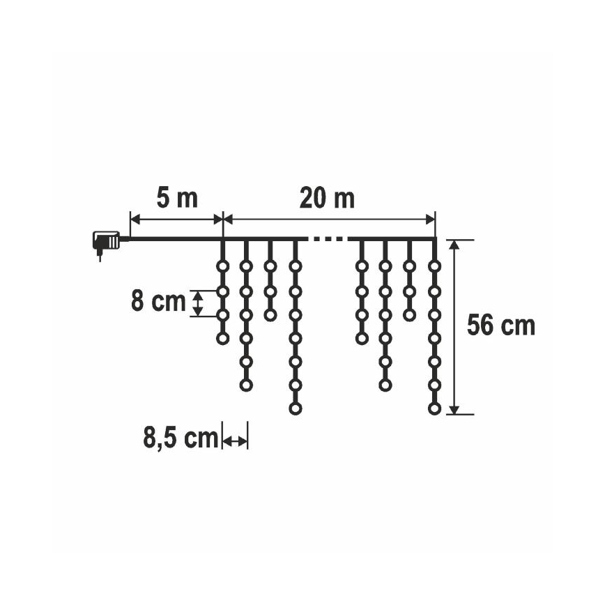 LED buiten kerstlichtsnoer 1200xLED/230V 25x0,56 m IP44 warm wit/koud wit
