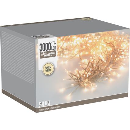 LED buiten kerstlichtsnoer 3000xLED/230V/8 functies 24,8 m IP44 warm wit