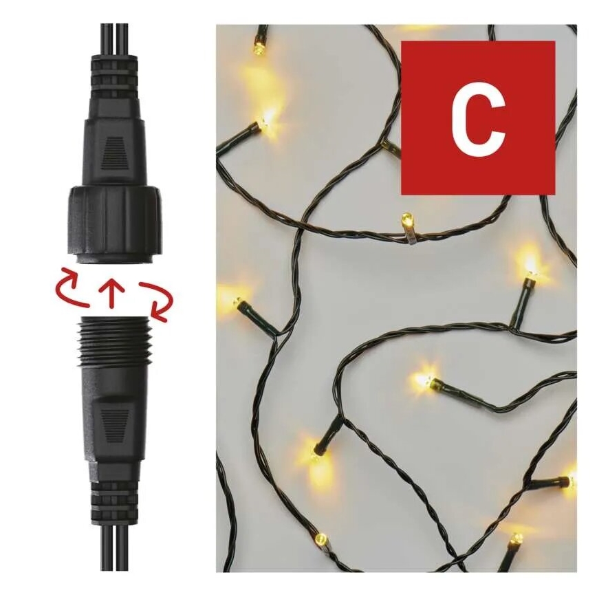 LED Buiten kerstlichtsnoer 50xLED/5m IP44 warm wit