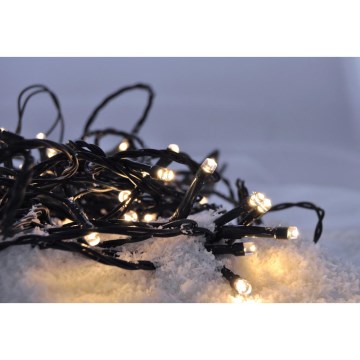 LED buiten kerstsnoer 50xLED/8 functies/3xAA 8m IP44 warm wit