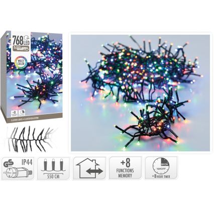 LED buiten kerstsnoer 768xLED/230V/8 functies 8,5 m IP44 meerkleurig