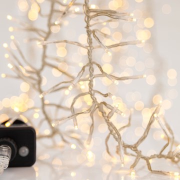 LED Buiten kerstsnoer CLUSTER 588xLED/8 8 functies 8,5 m IP44 warm wit