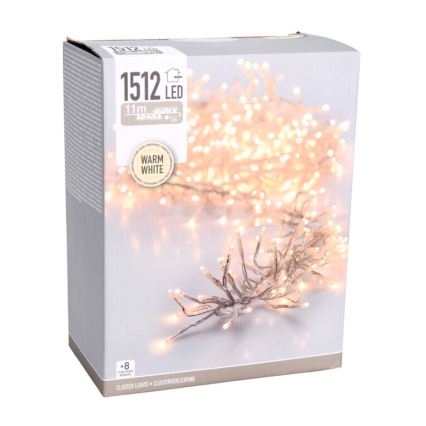 LED Buiten kerstverlichting 1512xLED/230V/8 functies 14 m IP44 warm wit