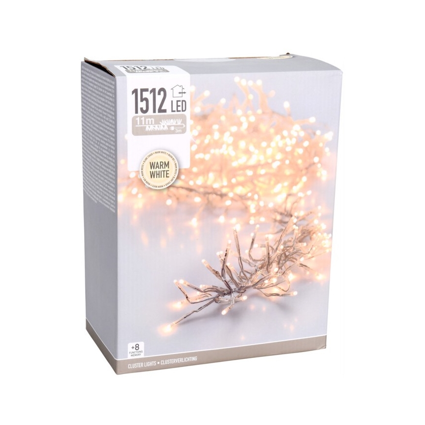 LED Buiten kerstverlichting 1512xLED/230V/8 functies 14 m IP44 warm wit