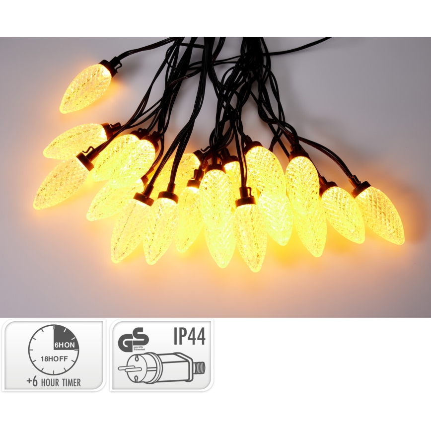 LED buiten kerstverlichting 20xLED/230V 14,5 m IP44 warm wit