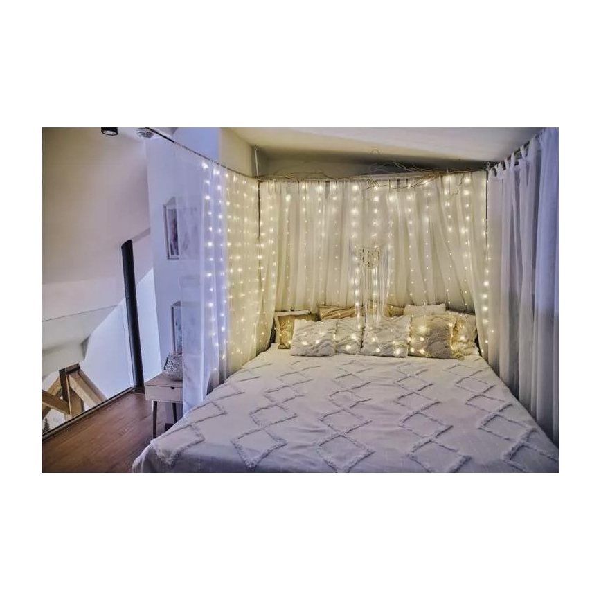 LED buiten kerstverlichting 240xLED/8 functies 6,7 m IP44 warm wit