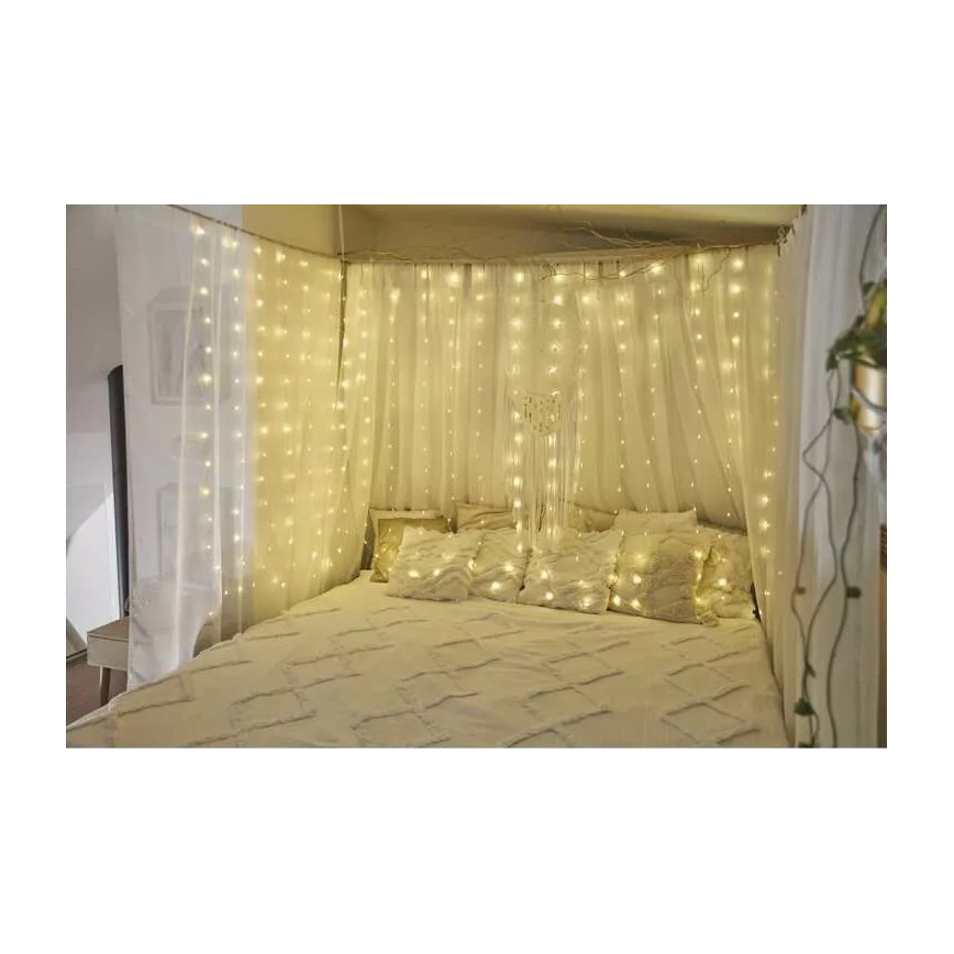 LED buiten kerstverlichting 240xLED/8 functies 6,7 m IP44 warm wit