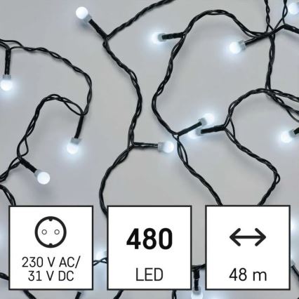 LED buiten kerstverlichting 480xLED/8 functies 53m koud-wit IP44
